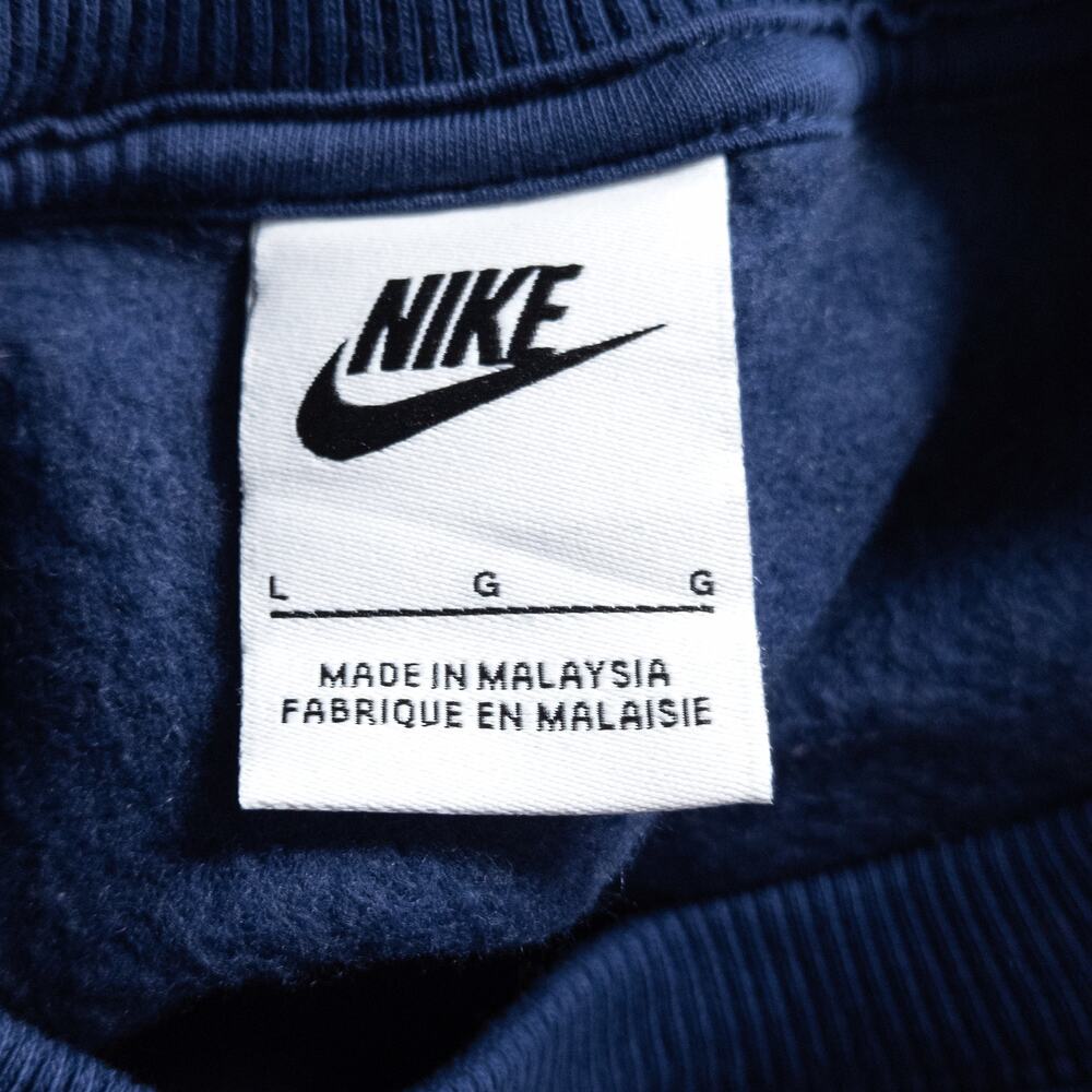 Nike Sweatshirt Size L Navy Spellout Crewneck Athleisure Logo Pullover - Picture 9 of 9